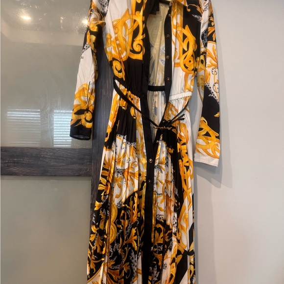 Versace Black and Gold Long Sleeve Dress